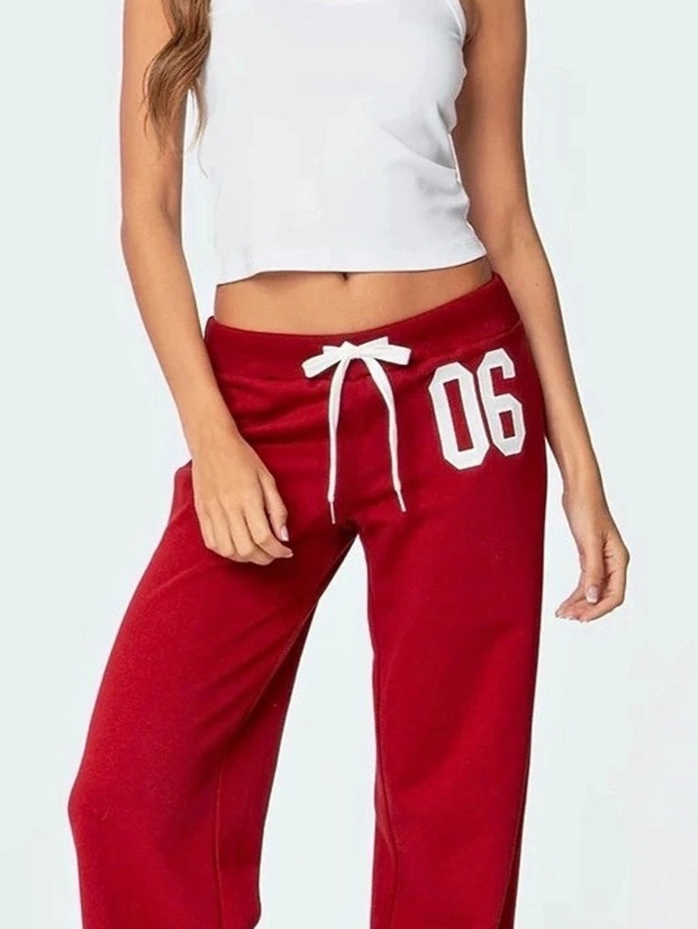 Edikted 06 Sweatpants Red Straight Leg Size X-Small